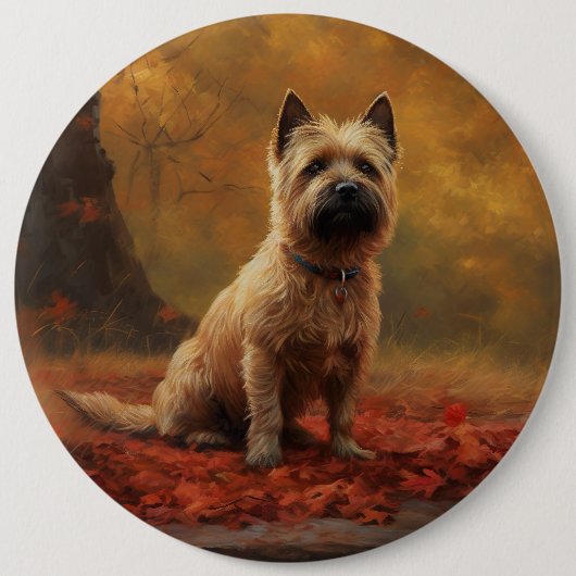 Cairn Terrier im Herbst Leaves Fall Inspiriert Button (Vorderseite)