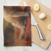 Cairn Terrier im Herbst Leaves Fall Inspiriert Geschirrtuch (Viertel Falte)