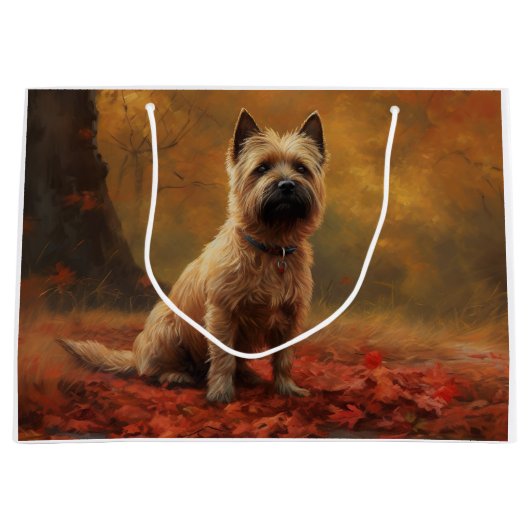 Cairn Terrier im Herbst Leaves Fall Inspiriert Große Geschenktüte (Vorderseite)