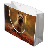 Cairn Terrier im Herbst Leaves Fall Inspiriert Große Geschenktüte (Rückseite Schrägansicht)