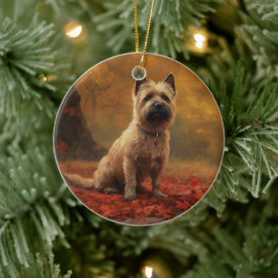 Cairn Terrier im Herbst Leaves Fall Inspiriert Keramik Ornament