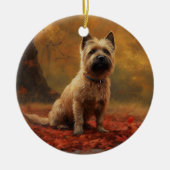 Cairn Terrier im Herbst Leaves Fall Inspiriert Keramik Ornament (Vorne)