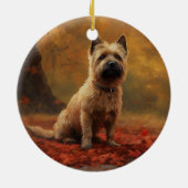Cairn Terrier im Herbst Leaves Fall Inspiriert Keramik Ornament (Hinten)