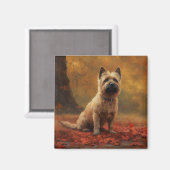 Cairn Terrier im Herbst Leaves Fall Inspiriert Magnet (Vorderseite/Rückseite)