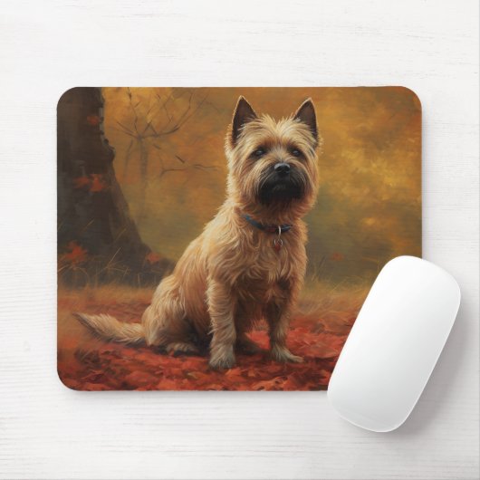 Cairn Terrier im Herbst Leaves Fall Inspiriert Mousepad (Mit Mouse)