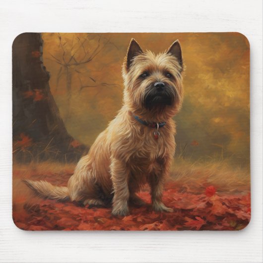 Cairn Terrier im Herbst Leaves Fall Inspiriert Mousepad (Vorne)