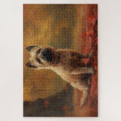 Cairn Terrier im Herbst Leaves Fall Inspiriert Puzzle (Vertikal)