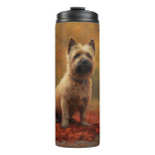 Cairn Terrier im Herbst Leaves Fall Inspiriert Thermosbecher (Vorderseite)