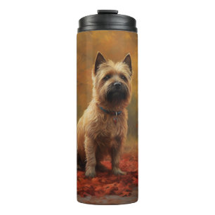 Cairn Terrier im Herbst Leaves Fall Inspiriert Thermosbecher