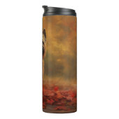 Cairn Terrier im Herbst Leaves Fall Inspiriert Thermosbecher (Nach rechts gedreht)