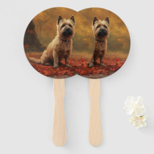Cairn Terrier im Herbstlaub Fall Inspiriert Fächer