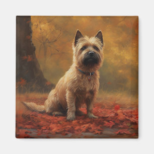Cairn Terrier im Herbstlaub Fall Inspiriert Magnet