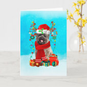 Cairn Terrier im Schnee mit Weihnachtsgeschenken Karte (Gelbe Blume)