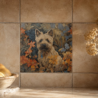 Cairn Terrier in einem Garten im Stil von William Fliese