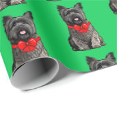 Cairn Terrier in einem weihnachtlichen Papier Geschenkpapier (Rolleneckpunkt)