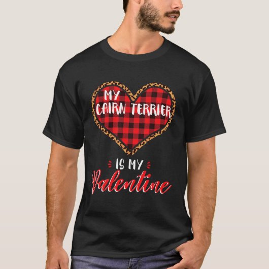 Cairn Terrier Is Valentine Heart Dog Leopard Buffa T-Shirt (Vorderseite)