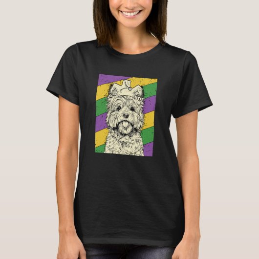 Cairn Terrier Jester Mardi Gras Dog Mom or Dad T-Shirt (Vorderseite)