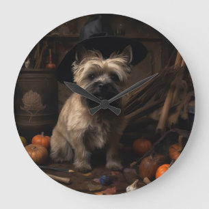 Cairn Terrier Kürbisse Halloween Gruselig Große Wanduhr