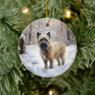Cairn Terrier Lass es schneien Weihnachten Keramik Ornament