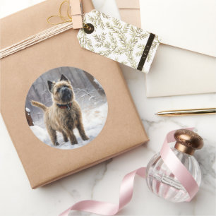 Cairn Terrier Lass es schneien Weihnachten Runder Aufkleber
