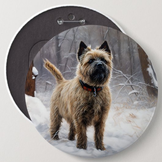 Cairn Terrier lässt es Weihnachten schnee Button (Vorne & Hinten)