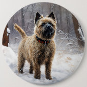 Cairn Terrier lässt es Weihnachten schnee Button (Vorderseite)