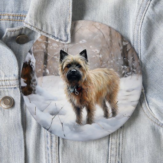 Cairn Terrier lässt es Weihnachten schnee Button (Beispiel)