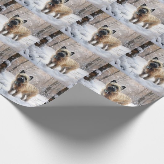 Cairn Terrier lässt es Weihnachten schnee Geschenkpapier (Ecke)