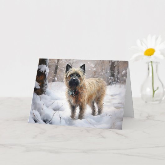 Cairn Terrier lässt es Weihnachten schnee Karte (Kleine Pflanze)