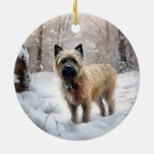 Cairn Terrier lässt es Weihnachten schnee Keramik Ornament (Hinten)