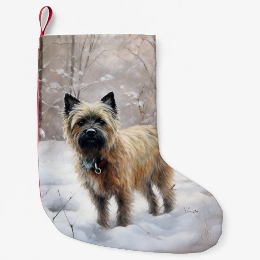 Cairn Terrier lässt es Weihnachten schnee Kleiner Weihnachtsstrumpf (Vorderseite)