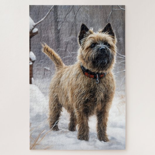 Cairn Terrier lässt es Weihnachten schnee Puzzle (Vertikal)