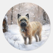 Cairn Terrier lässt es Weihnachten schnee Runder Aufkleber (Vorderseite)