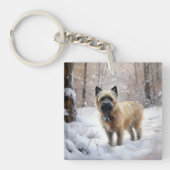 Cairn Terrier lässt es Weihnachten schnee Schlüsselanhänger (Vorderseite)