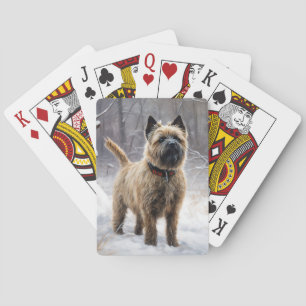 Cairn Terrier lässt es Weihnachten schnee Spielkarten