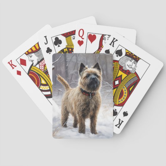 Cairn Terrier lässt es Weihnachten schnee Spielkarten (Rückseite)