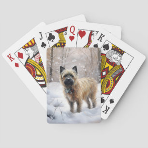 Cairn Terrier lässt es Weihnachten schnee Spielkarten