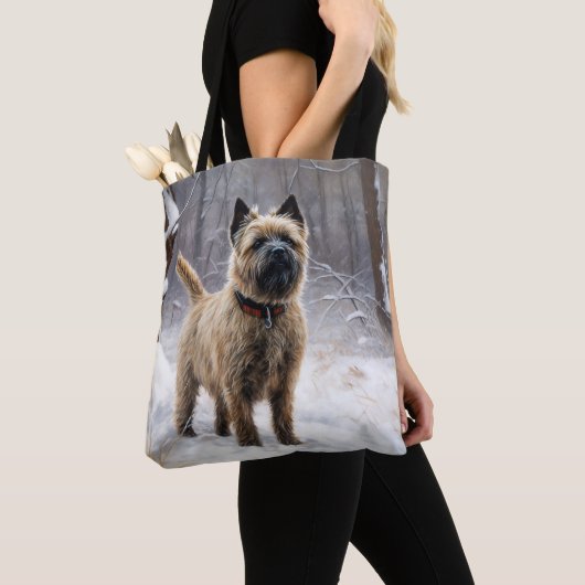 Cairn Terrier lässt es Weihnachten schnee Tasche (Von Nahem)