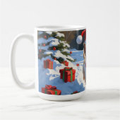 Cairn Terrier läuft in Snow mit Weihnachtsmütze Kaffeetasse (Links)