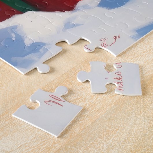 Cairn Terrier läuft in Snow mit Weihnachtsmütze Puzzle (Seite)