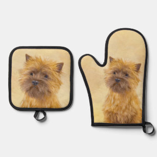 Cairn Terrier Malerei Niedlich Original Hunde Kuns Ofenhandschuh & Topflappen-Set