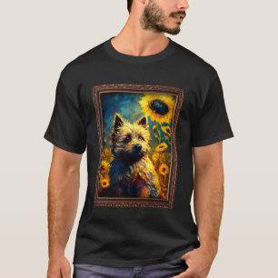 Cairn Terrier Malerei Sonnenblumen Blume Mama Frau T-Shirt