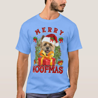 Cairn Terrier Merry Xmas Woofmas Xmas Lights Santa T-Shirt