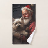 Cairn Terrier mit dem Weihnachtsmann Badhandtuch Set (Handtuch)