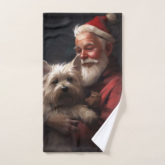 Cairn Terrier mit dem Weihnachtsmann Badhandtuch Set (Handtuch)