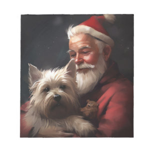 Cairn Terrier mit dem Weihnachtsmann Festliche Wei Notizblock