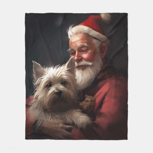 Cairn Terrier mit dem Weihnachtsmann Fleecedecke (Vorderseite)