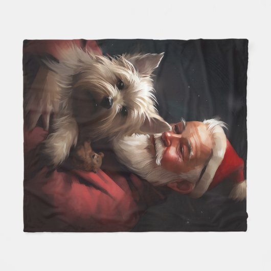 Cairn Terrier mit dem Weihnachtsmann Fleecedecke (Vorderseite (Horizontal))