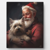 Cairn Terrier mit dem Weihnachtsmann Fotoplatte (Vorderseite)