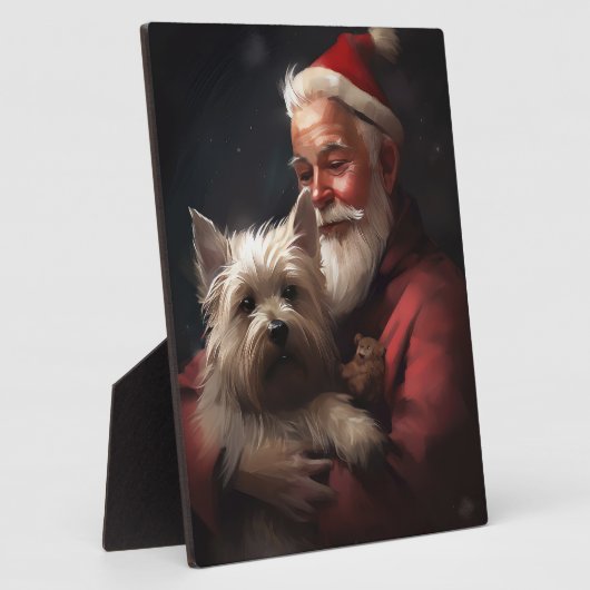 Cairn Terrier mit dem Weihnachtsmann Fotoplatte (Seite)
